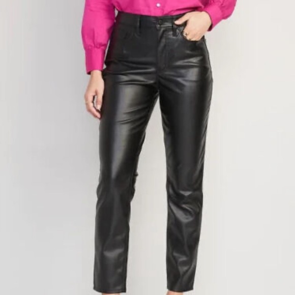 Old Navy Pants - Old Navy Faux Leather Straight Leg